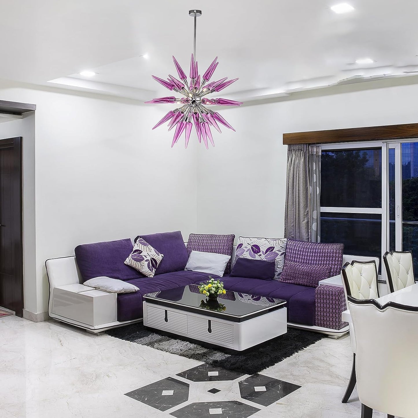 HASUN Chandeliers for Living Room, Luxury Hand Blown Glass Dining Room Chandelier, Ceiling Pendant Light Fixture Modern Chandeliers for Hotel, Lobby, Stairway, Bedroom, Study Room, Hallway