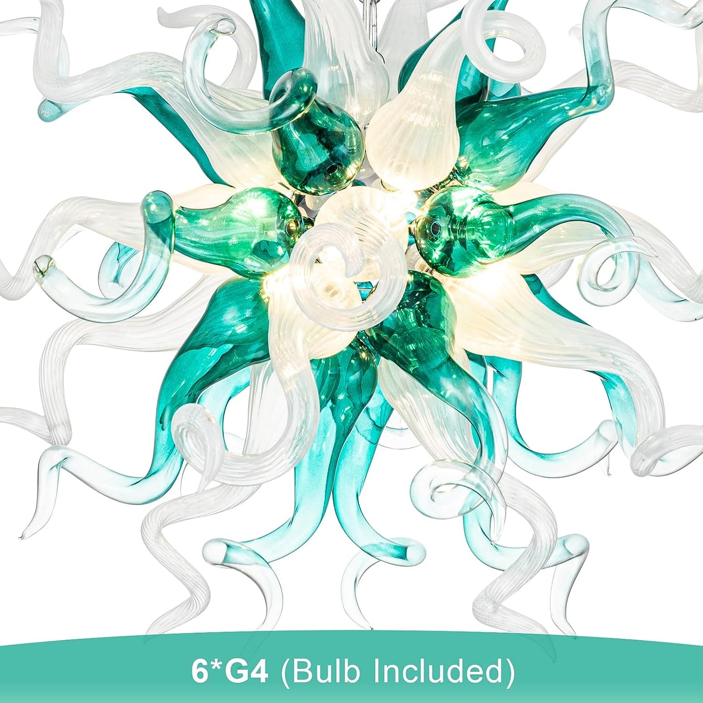 HASUN Modern Hand Blown Glass Chandelier, Luxury Entryway Chandeliers for Dining Room, Ceiling Pendant Light Fixture Living Room Chandeliers for Stairway, Bedroom, Lobby, Hallway