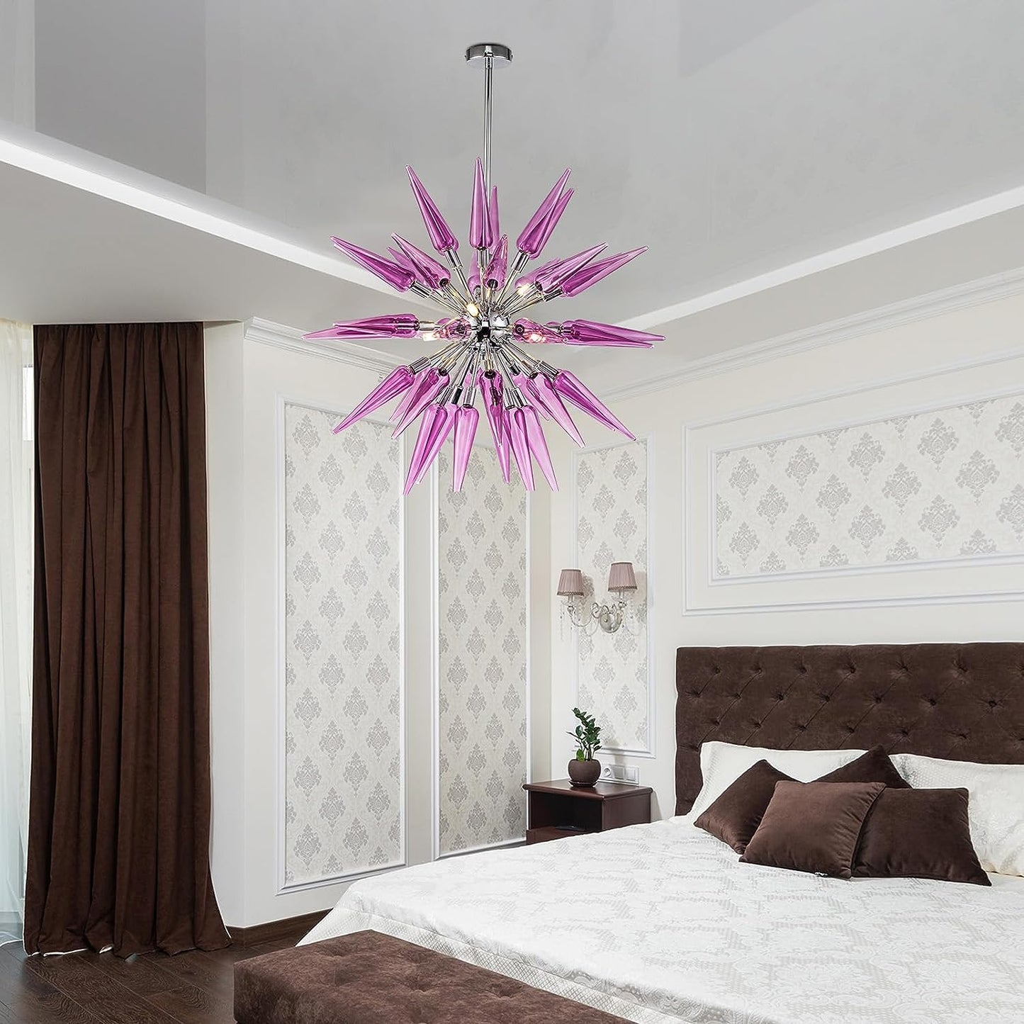 HASUN Chandeliers for Living Room, Luxury Hand Blown Glass Dining Room Chandelier, Ceiling Pendant Light Fixture Modern Chandeliers for Hotel, Lobby, Stairway, Bedroom, Study Room, Hallway