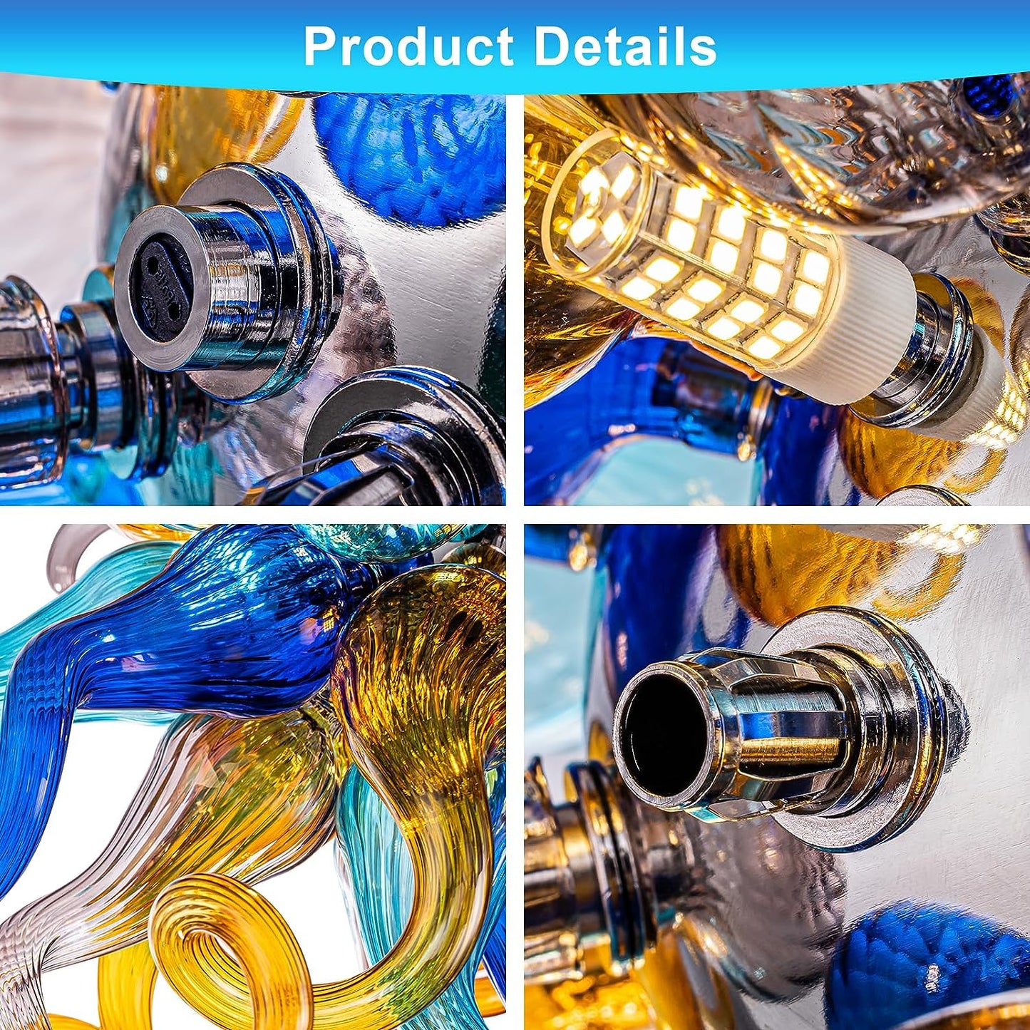 HASUN Modern Luxury Chandelier, Hand Blown Glass Living Room Chandeliers, Ceiling Pendant Light Chandelier for Dining Room, Entryway, Lobby, Stairway, Bedroom, Study Room, Hallway