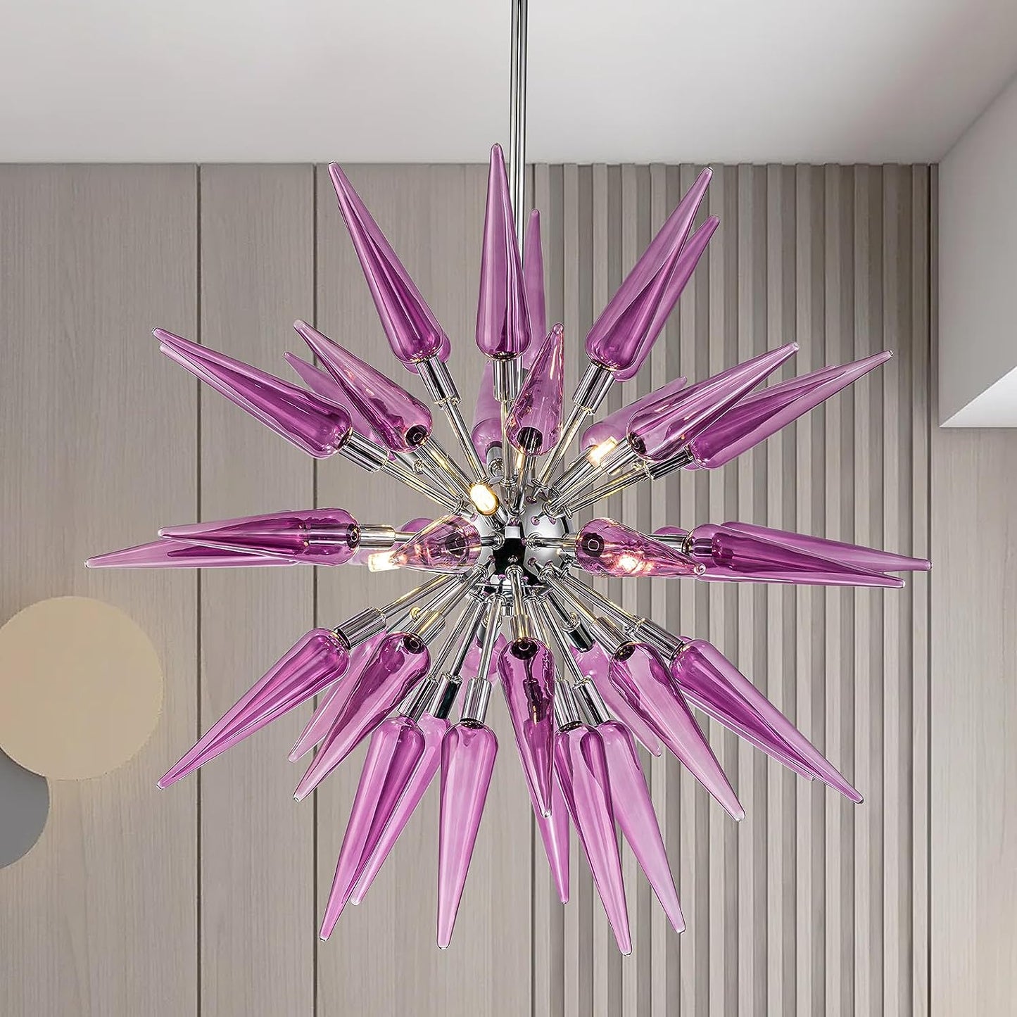 HASUN Chandeliers for Living Room, Luxury Hand Blown Glass Dining Room Chandelier, Ceiling Pendant Light Fixture Modern Chandeliers for Hotel, Lobby, Stairway, Bedroom, Study Room, Hallway