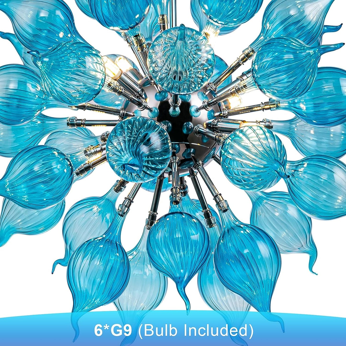 HASUN Living Room Art Chandelier, Hand Blown Glass Modern Luxury Dining Room Chandeliers, Ceiling Hanging Pendant Light Fixture Chandelier for Hotel, Lobby, Stairway, Bedroom, Study Room, Hallway