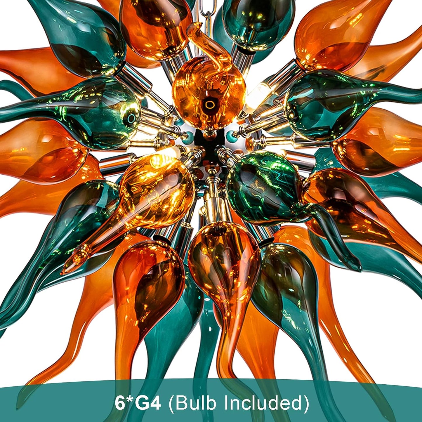 HASUN Modern Chandelier, Luxury Hand Blown Glass Dining Room Chandelier, Ceiling Hanging Pendant Light Fixture Living Room Chandeliers for Hotel, Lobby, Stairway, Bedroom, Study Room, Hallway