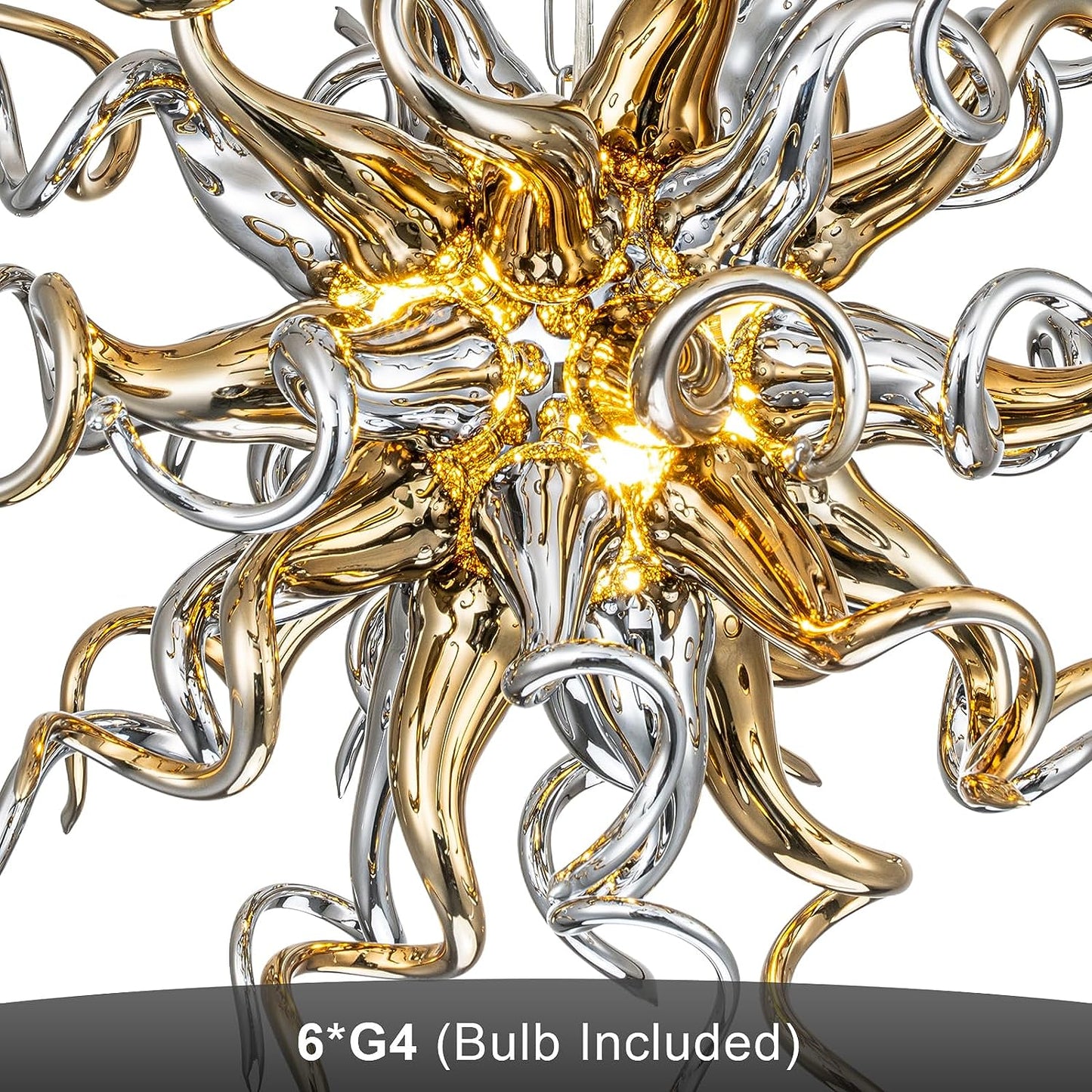 HASUN Modern Luxury Living Room Chandelier, Hand Blown Glass Dining Room Chandeliers, Ceiling Hanging Pendant Light Fixture Chandelier for Hotel, Lobby, Stairway, Bedroom, Study Room, Hallway