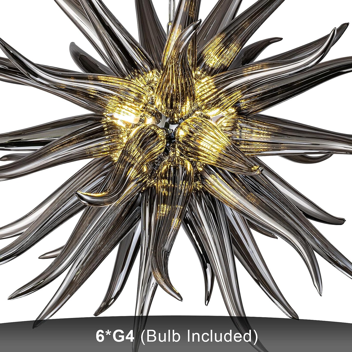 HASUN Modern Hand Blown Glass Chandelier, Luxury Entryway Chandeliers for Dining Room, Ceiling Pendant Light Fixture Living Room Chandeliers for Stairway, Bedroom, Lobby, Hallway