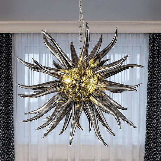 HASUN Modern Hand Blown Glass Chandelier, Luxury Entryway Chandeliers for Dining Room, Ceiling Pendant Light Fixture Living Room Chandeliers for Stairway, Bedroom, Lobby, Hallway